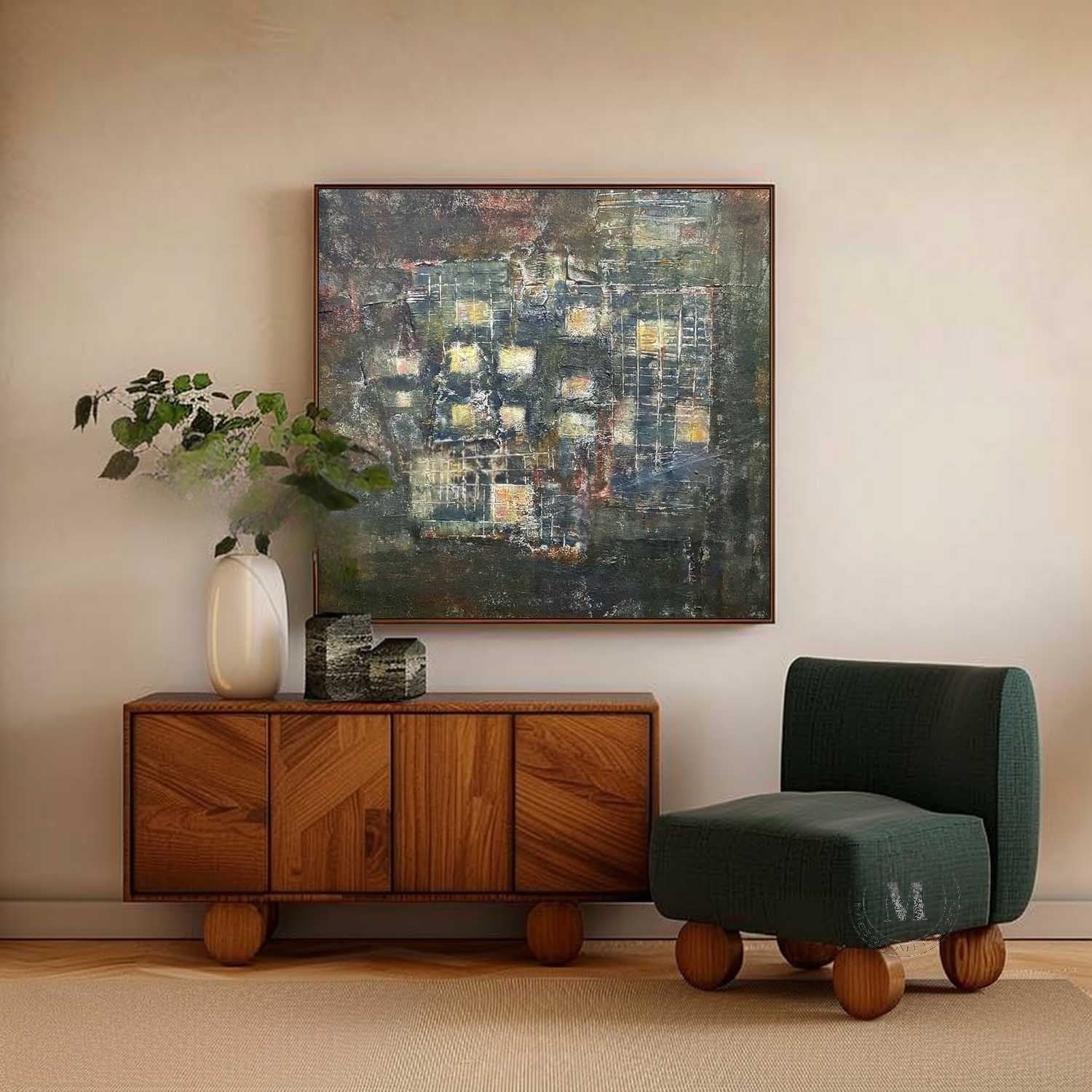 Wall Art Square Abstract Cityscape - Neutralighting