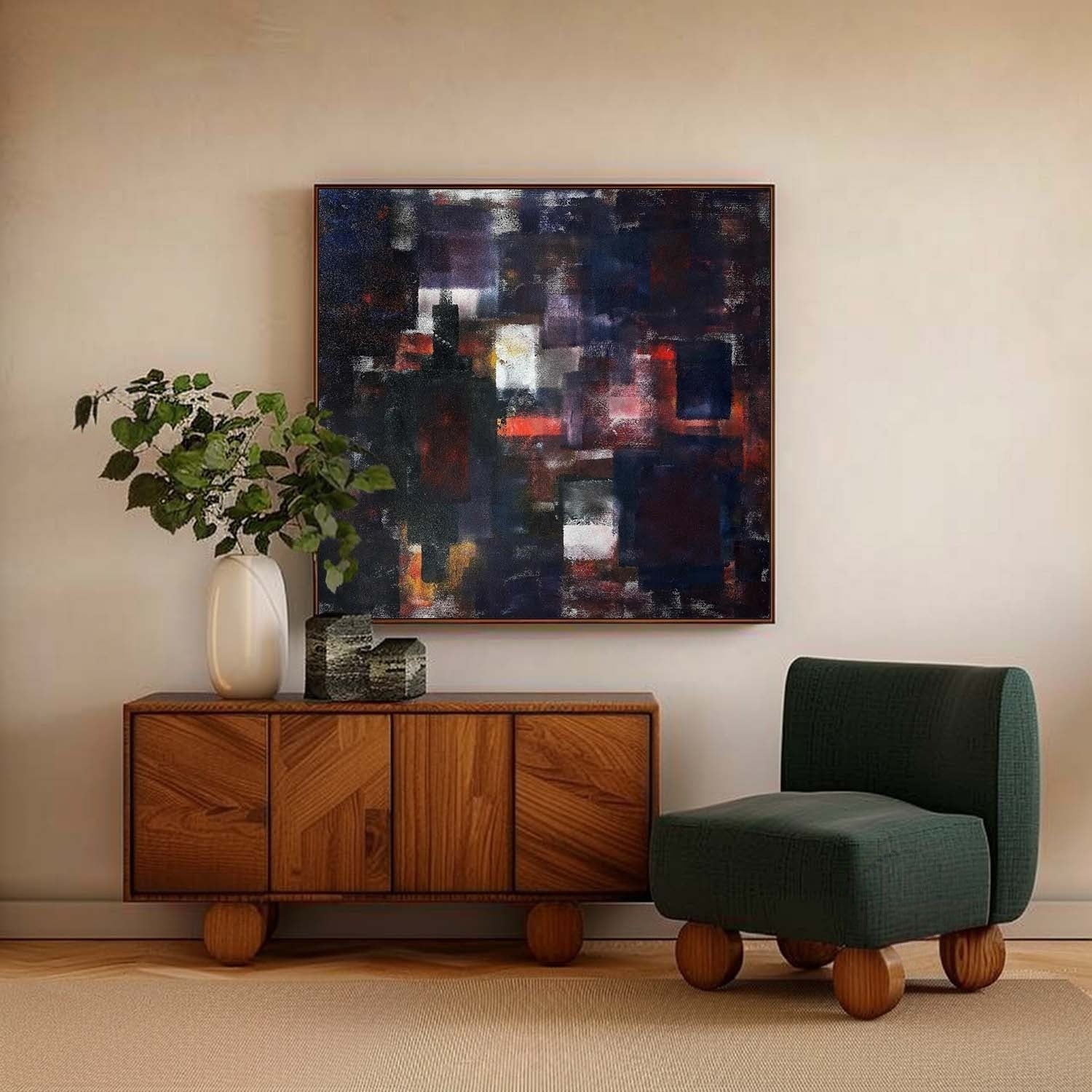 Wall Art Square Abstract Expressionist - Neutralighting