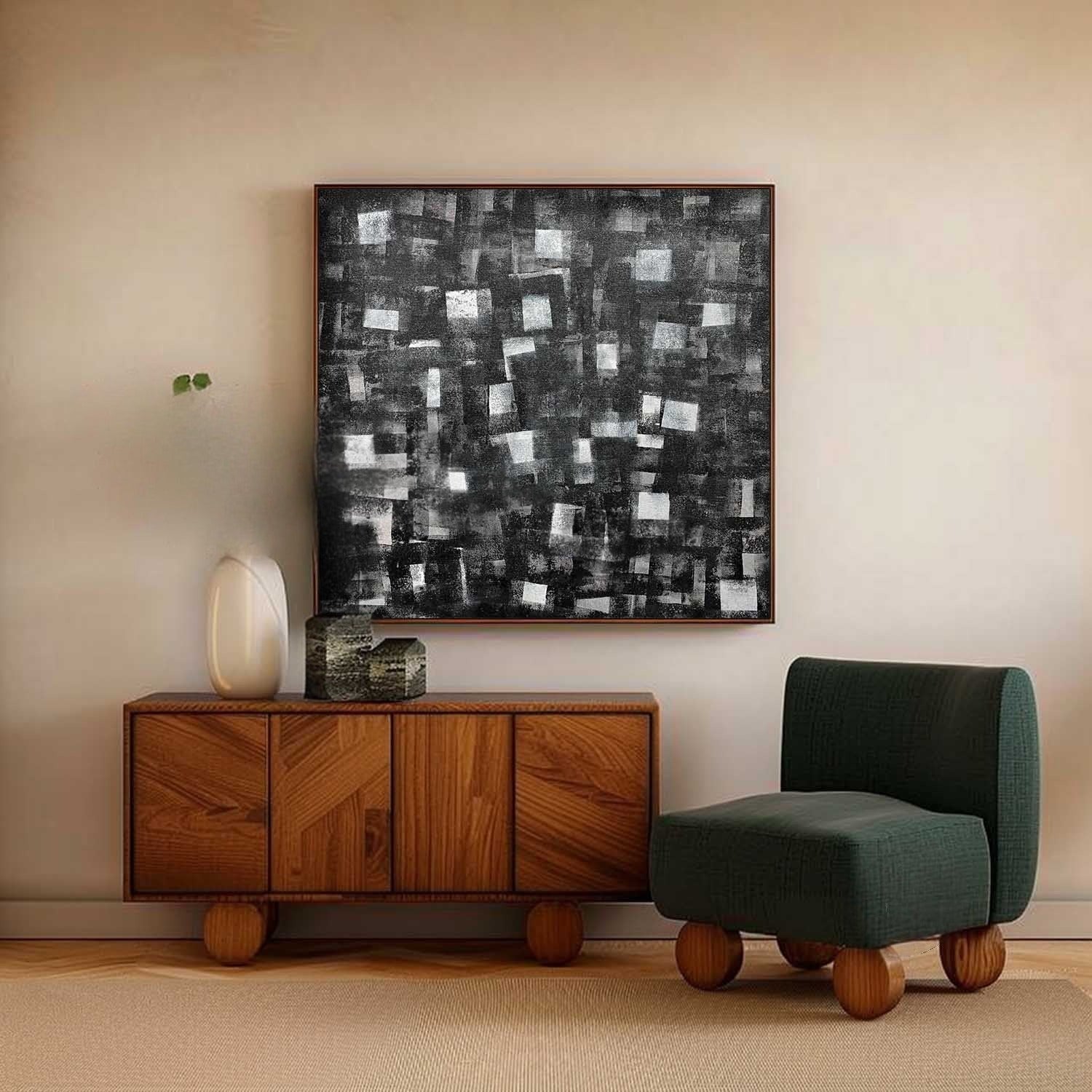 Wall art Monochrome Square Mosaic Painting - Neutralighting