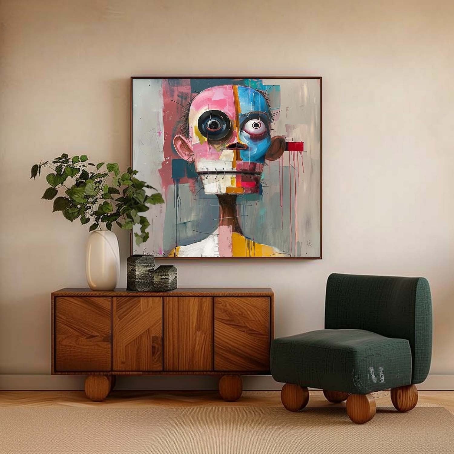 Wall Art Square Expressionist Portrait - Neutralighting