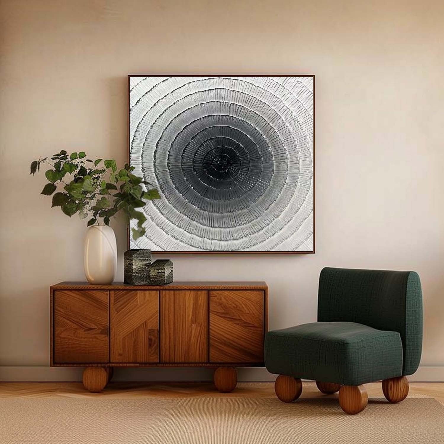 Wall Art Square 3D Concentric Circle - Neutralighting