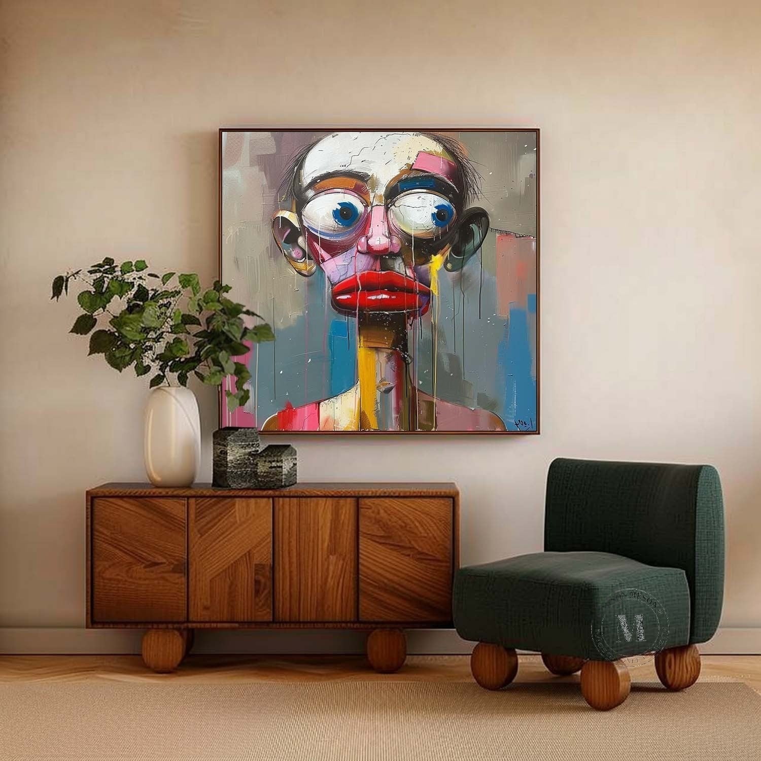 Wall Art Square Abstract Expressionist - Neutralighting
