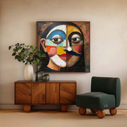 Wall Art Square Cubist Portrait Geometric - Neutralighting