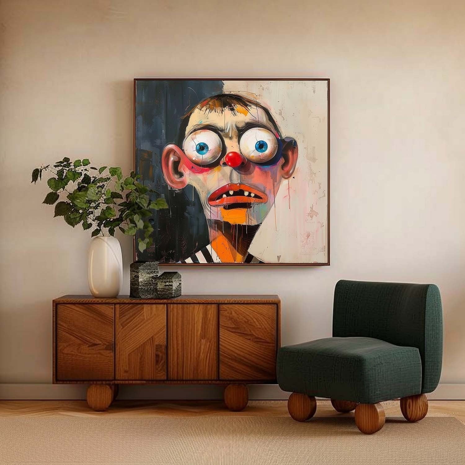 Wall Art Square Cubist Portrait Geometric - Neutralighting