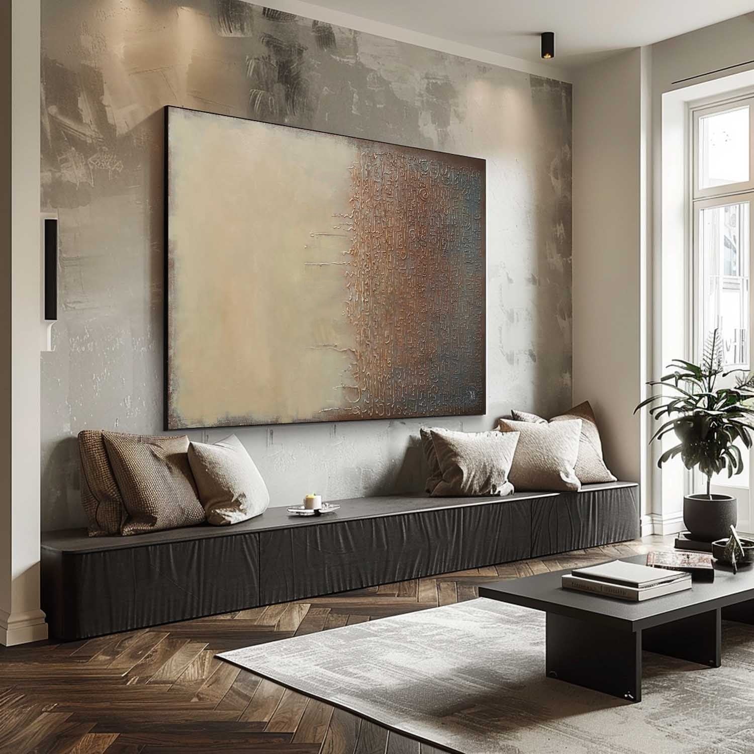 Wall Art Horizontal Texture Painting - Neutralighting