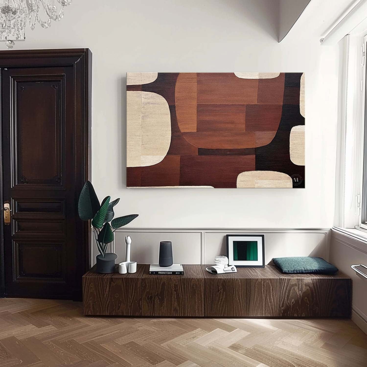 Wall Art Geometric Wood Grain Brown Beige - Neutralighting