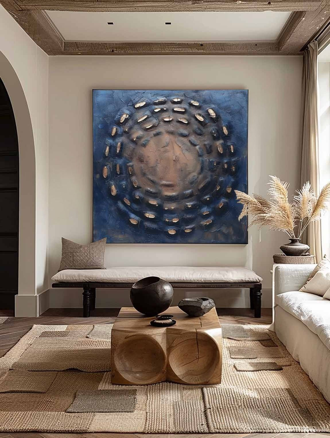 Circular Textured Abstract Art Oil Painting - Neutralighting