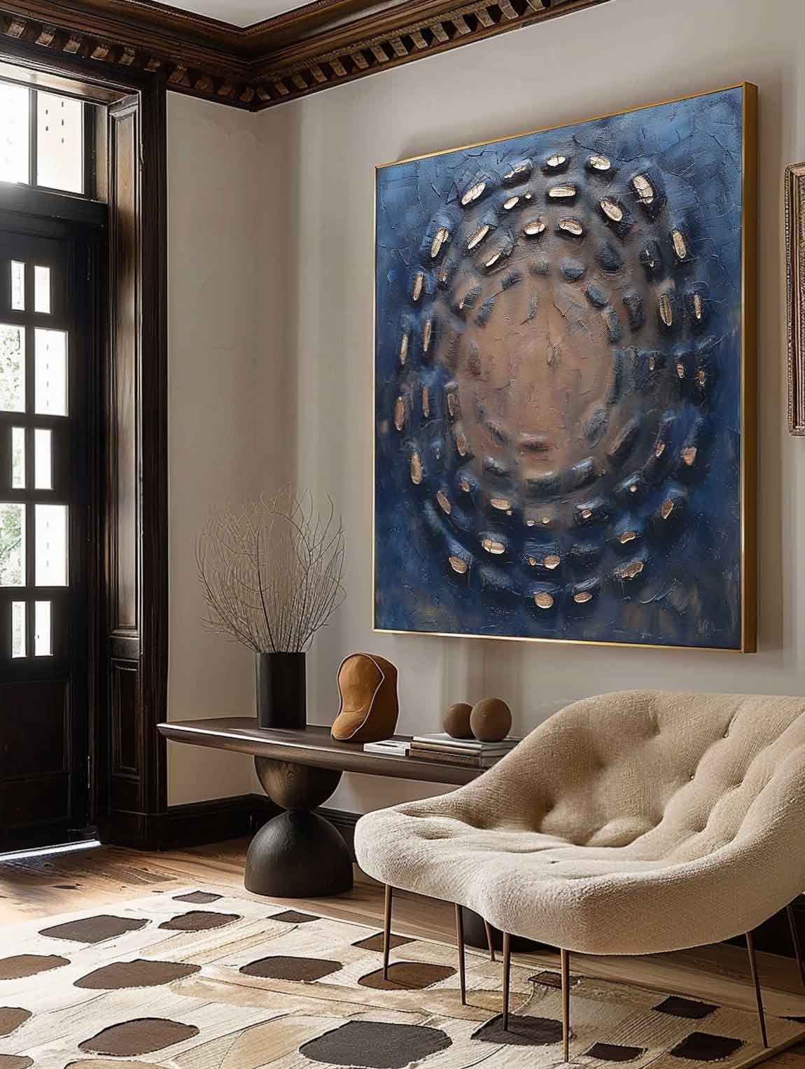 Circular Textured Abstract Art Oil Painting - Neutralighting