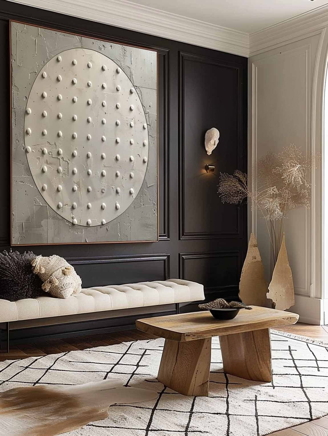 Wall Art Minimalist Circular Dotted Relief - Neutralighting