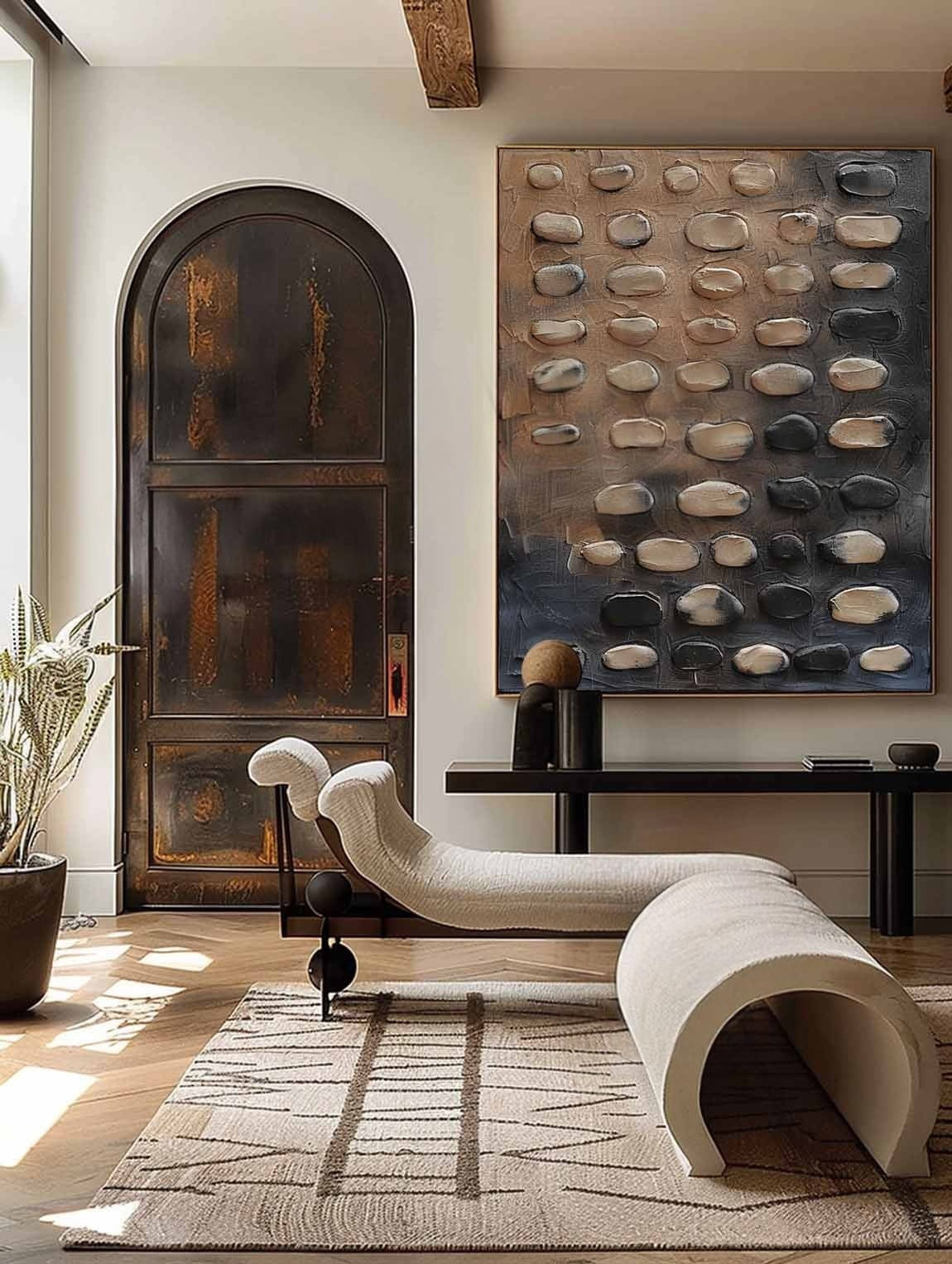 Wall Art Vertical 3D Pebble Painting - Neutralighting