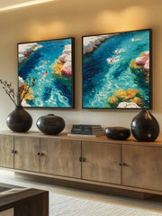 Snorkeling Cove Diptych Impasto Painting - Neutralighting