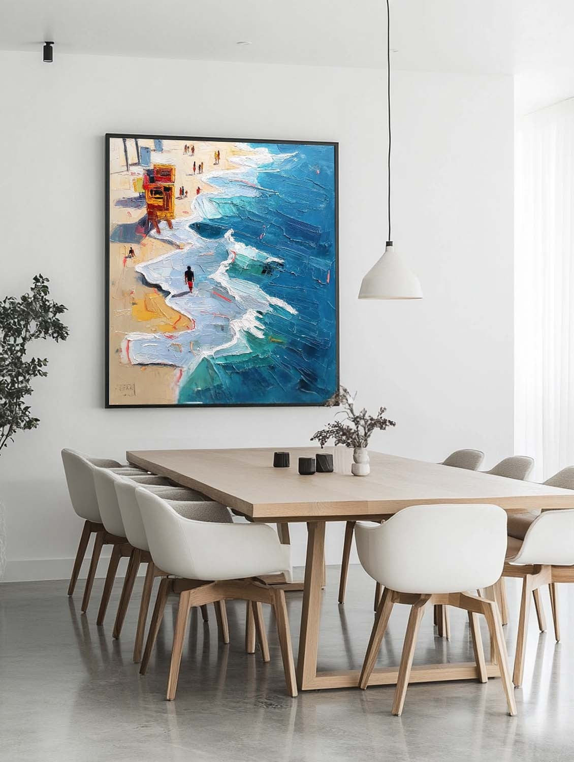Wall Art Vertical Impressionist Coastal Beach Scene Bright - Neutralighting