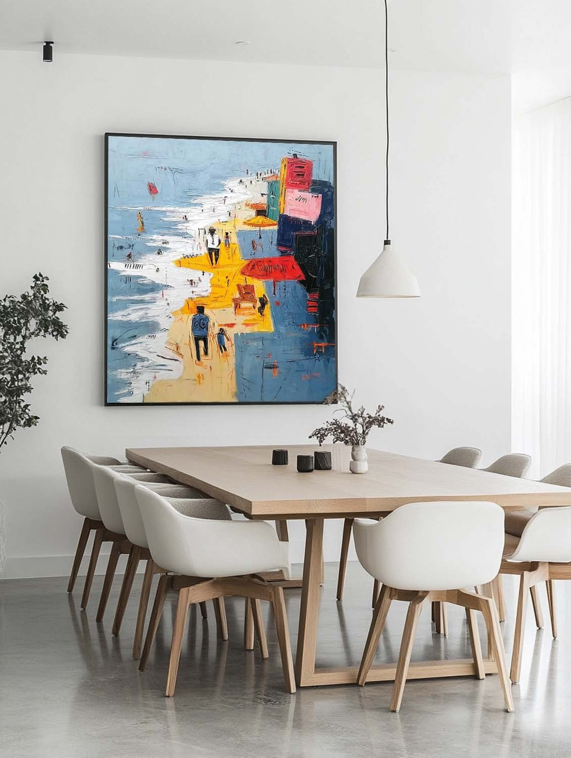 Wall Art Vertical Abstract Figurative Beach Scene Bold - Neutralighting