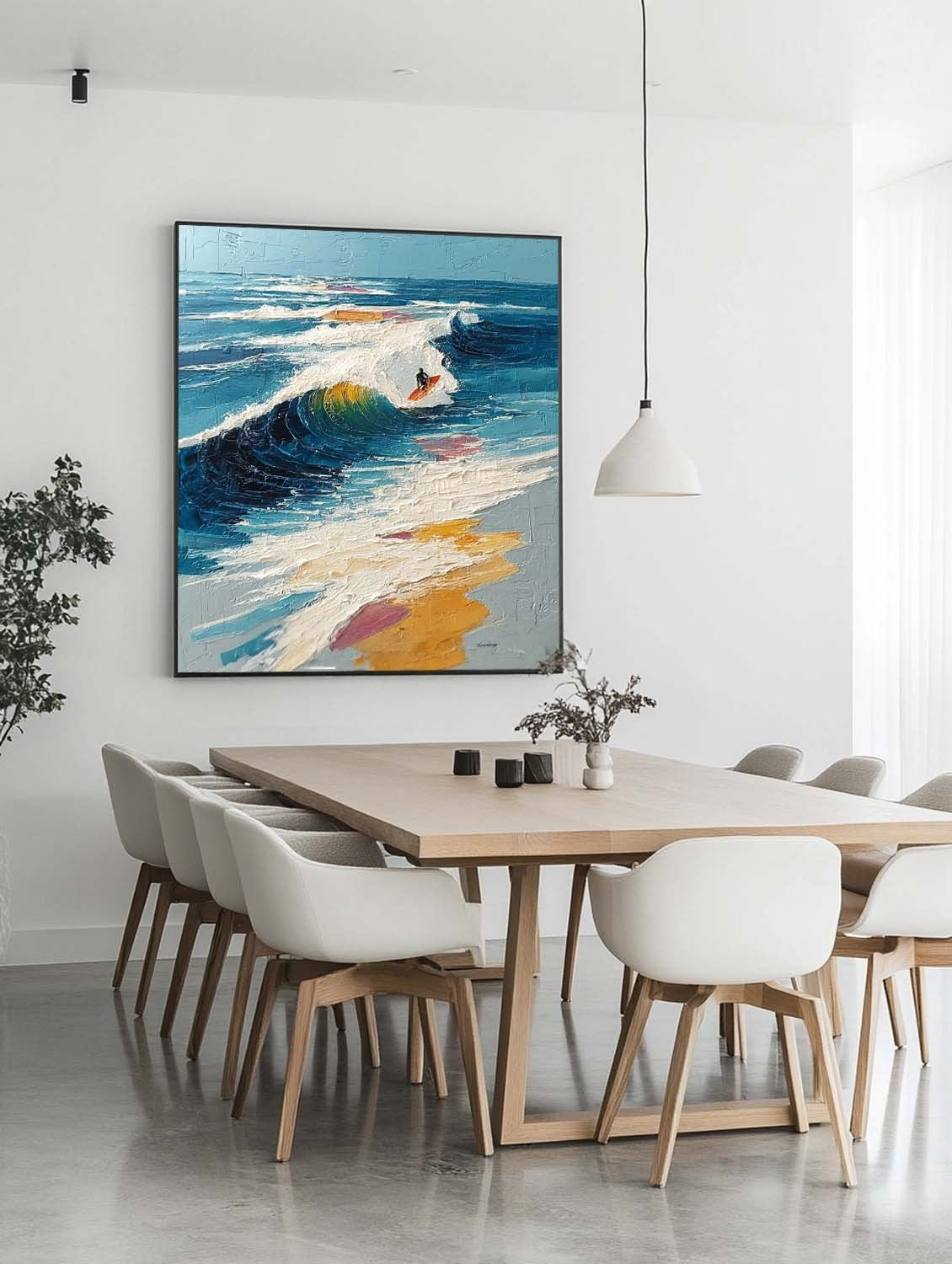 Wall Art Vertical Impressionist Surfing Scene Vivid - Neutralighting