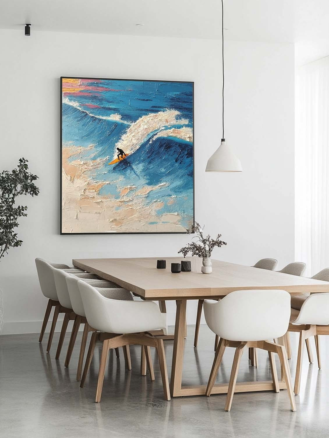Wall Art Vertical Impressionist Surfing Scene Bold - Neutralighting