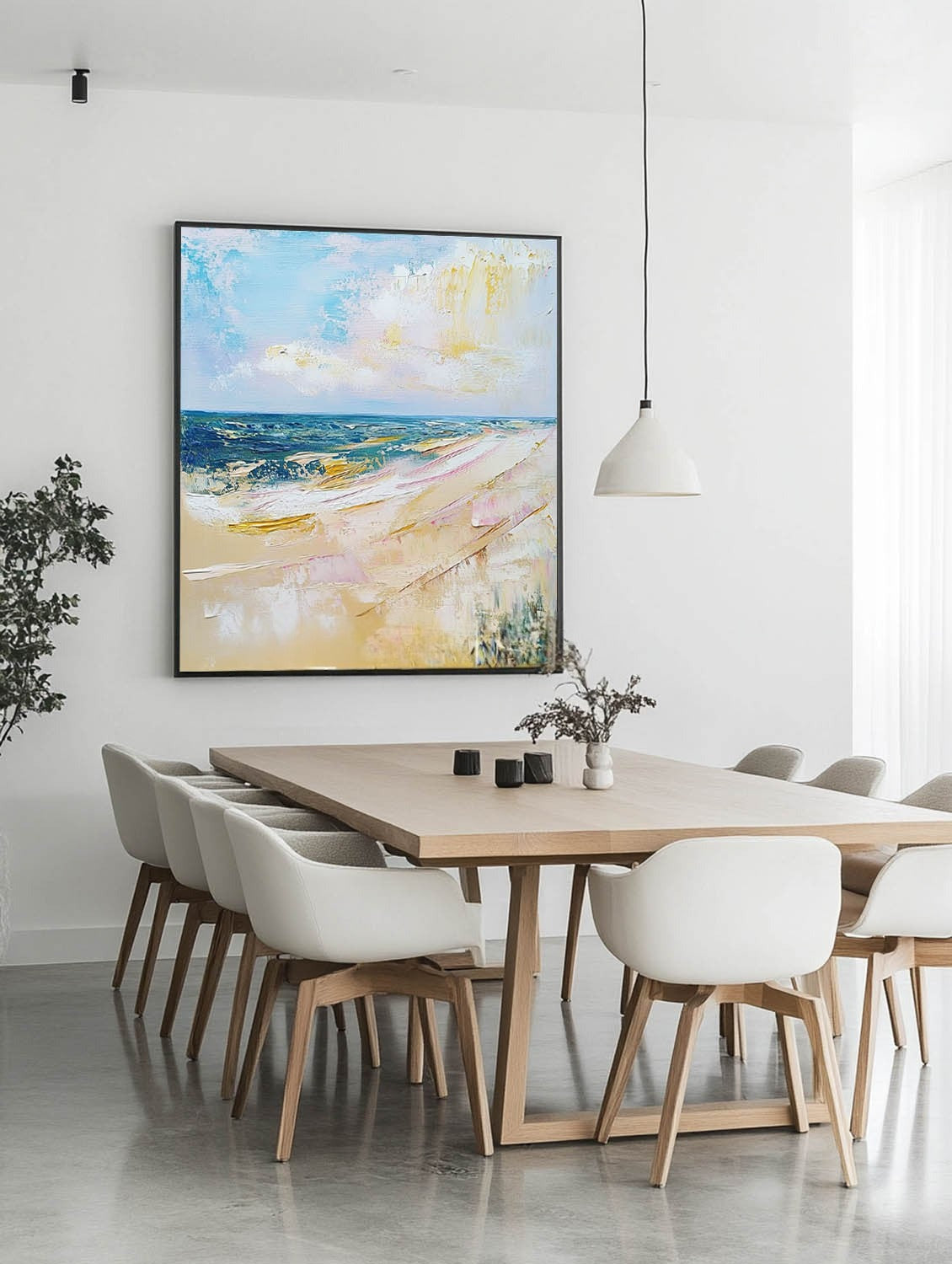 Wall Art Serene Textured Beach Ocean - Neutralighting