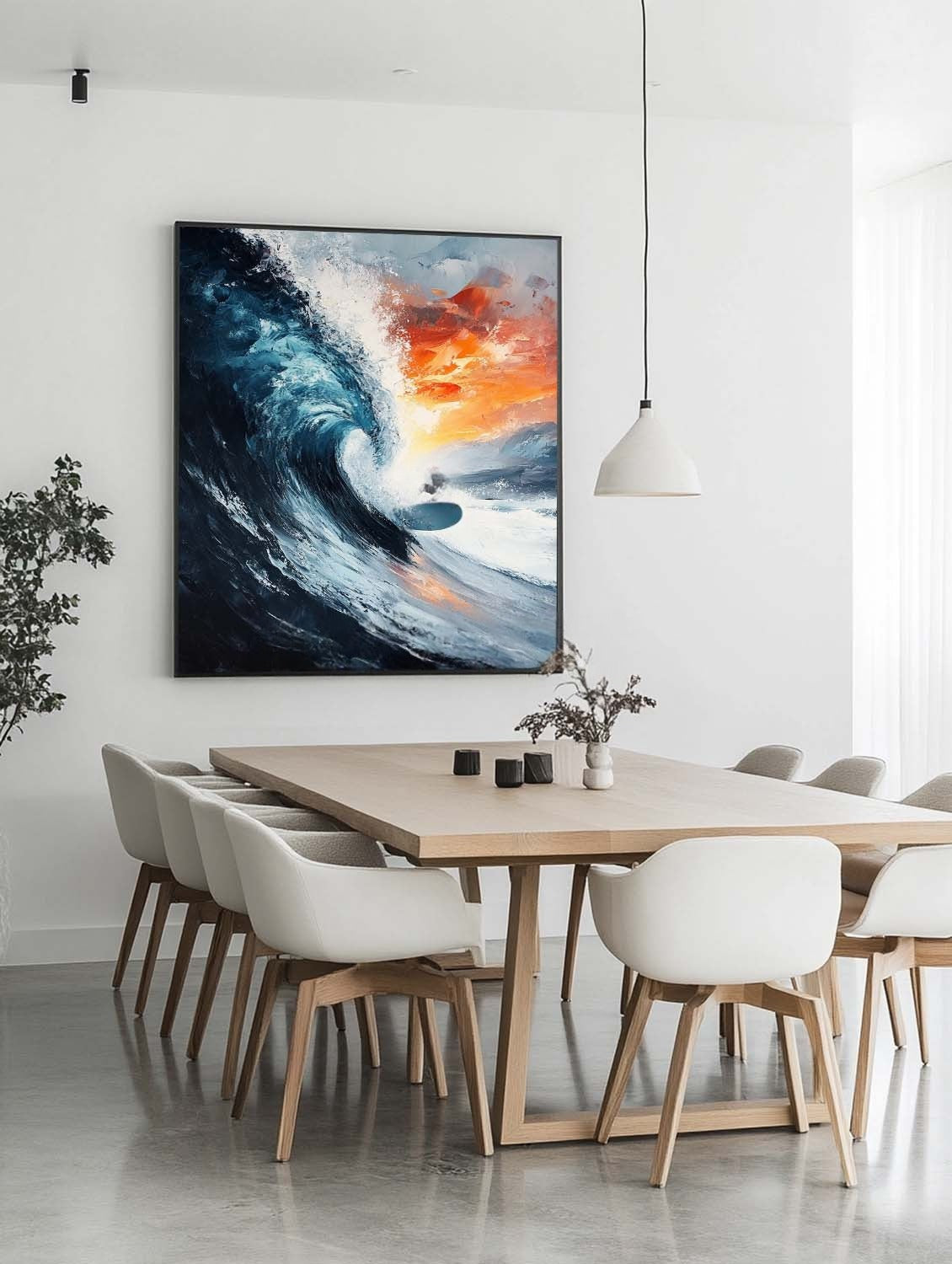 Wall Art Vertical Impressionist Surfing Action Scene Bold - Neutralighting