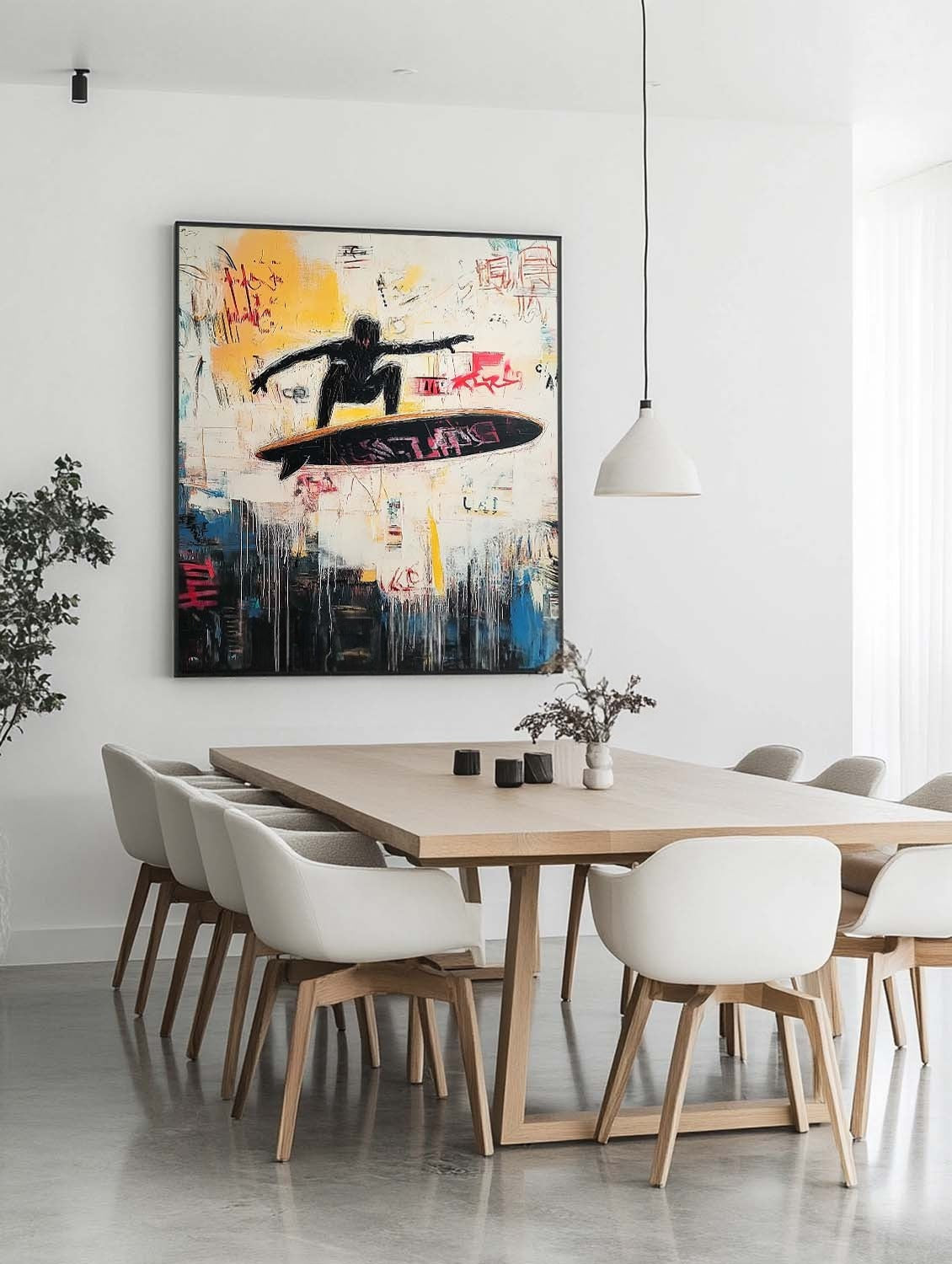 Wall Art Edgy Textured Graffiti Surfer - Neutralighting