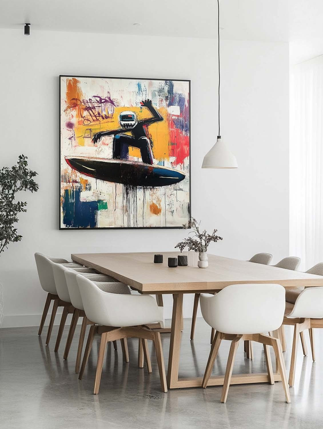 Wall Art Futuristic Textured Helmeted Surfer - Neutralighting