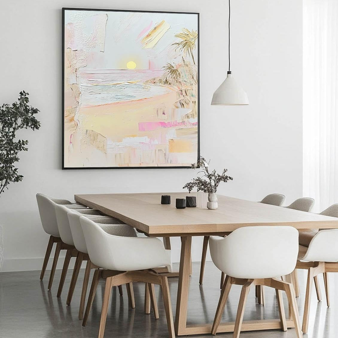 Wall Art Rectangle Impressionist Beach Sunset Art Pastel - Neutralighting