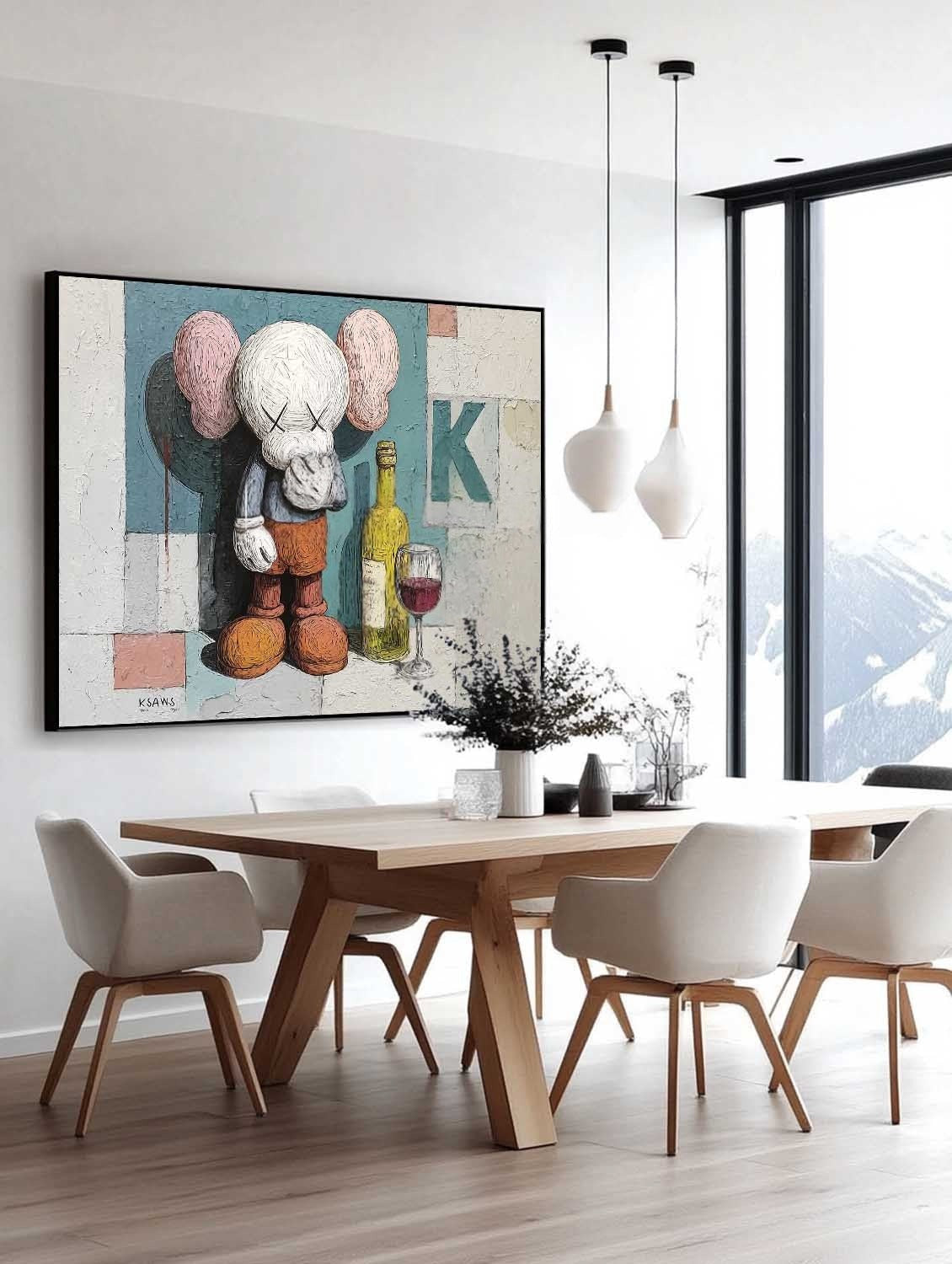 Wall Art Playful Textured Kaws Companion - Neutralighting