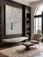Wall Art Neutral Grid Plaster Painting - Neutralighting