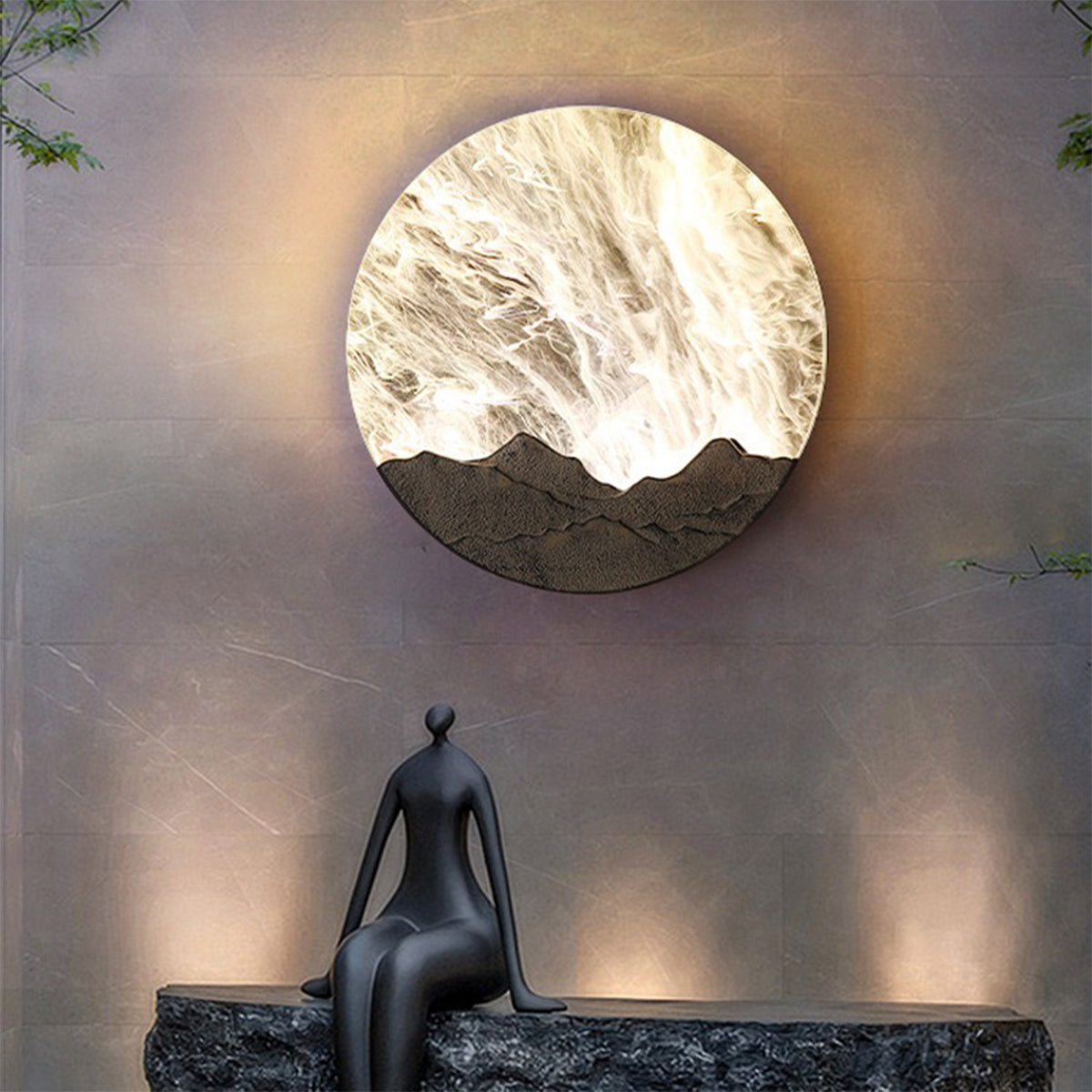 Beauty Round Sunrise Decorative Resin Outdoor Sconce