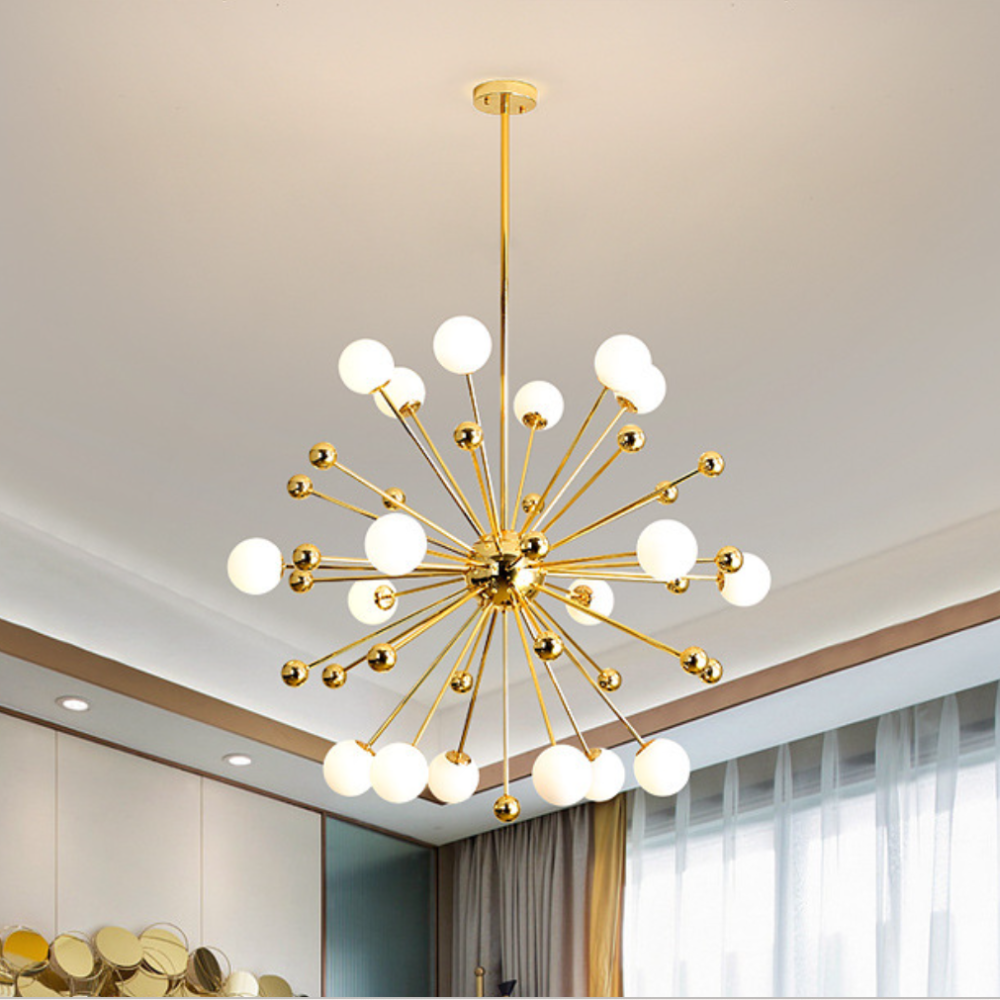 Silva Modern LED Chandelier Gold Glass Living/Dining Room/Bedroom - Neutral Decor
