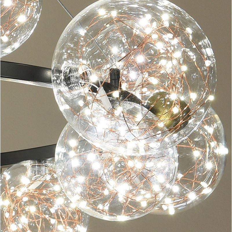 Valentina Art Deco Luminous Sphere Cluster Glass Pendant Light - Neutral Decor