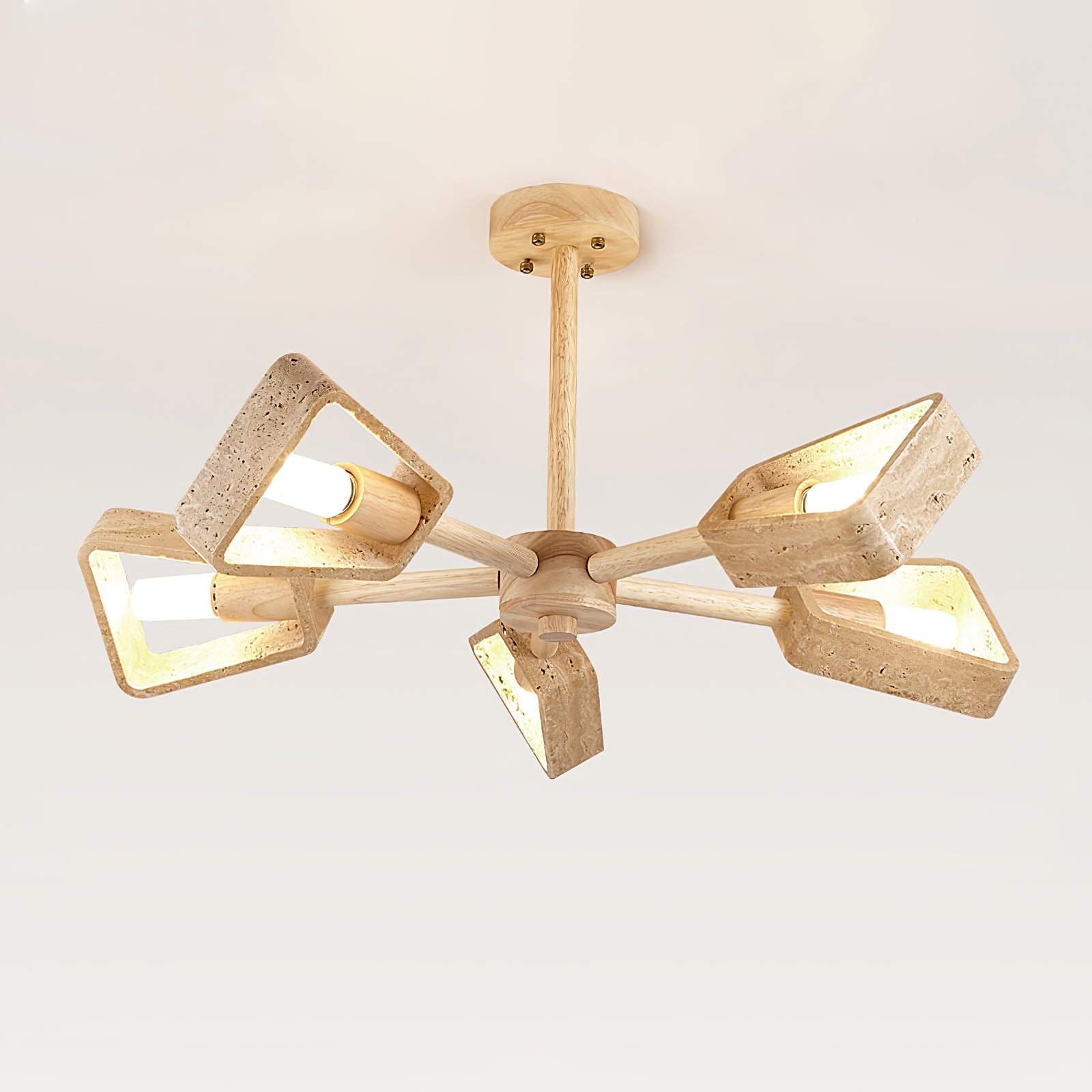 Hedra Travertone Geometric Chandelier-Neutral Decor