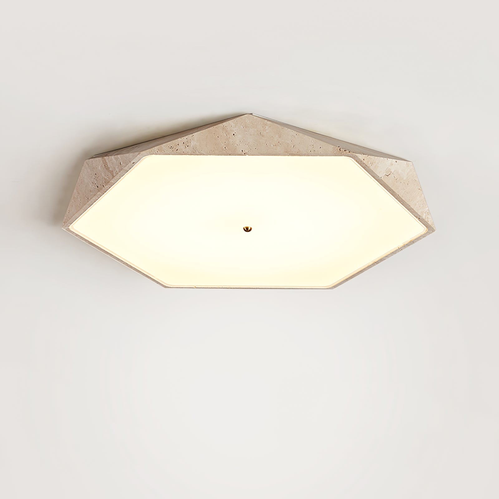 Hexagonal Travertine Ceiling Light-Neutral Decor
