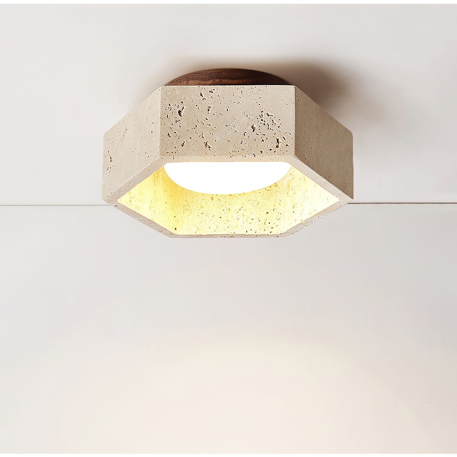 Hexara Travertine Ceiling Light-Neutral Decor