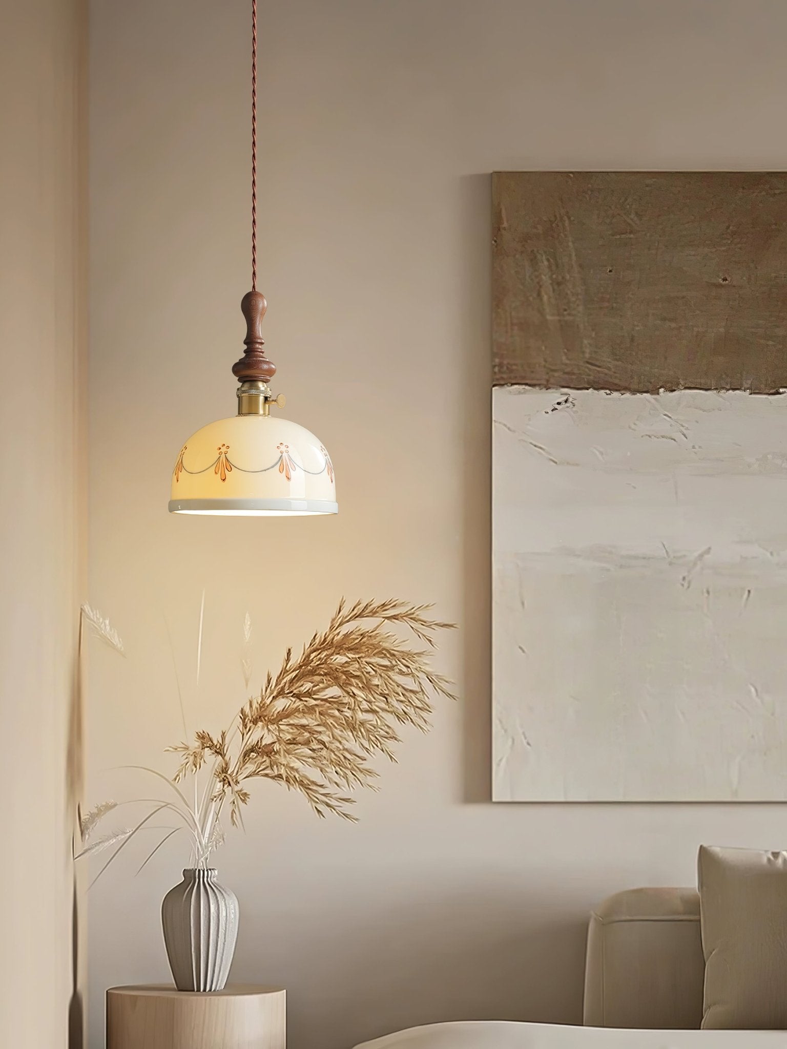 Ceraeyre Vintage Ceramic Pendant Light-Neutral Decor