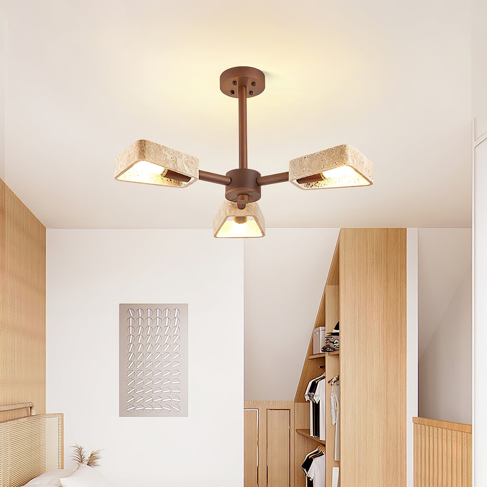 Hedra Travertone Geometric Chandelier-Neutral Decor