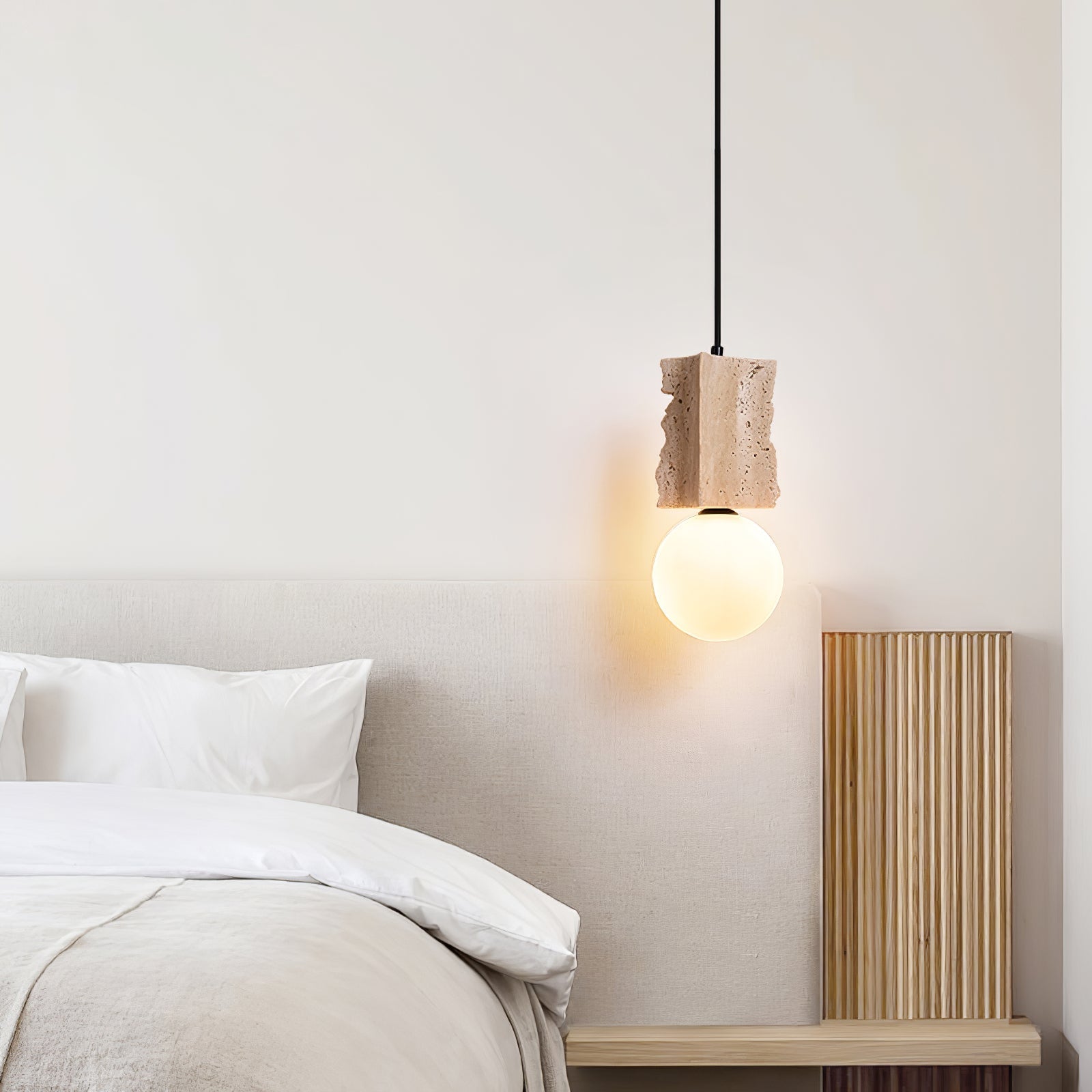 Travertine Raw Edge Pendant Light-Neutral Decor