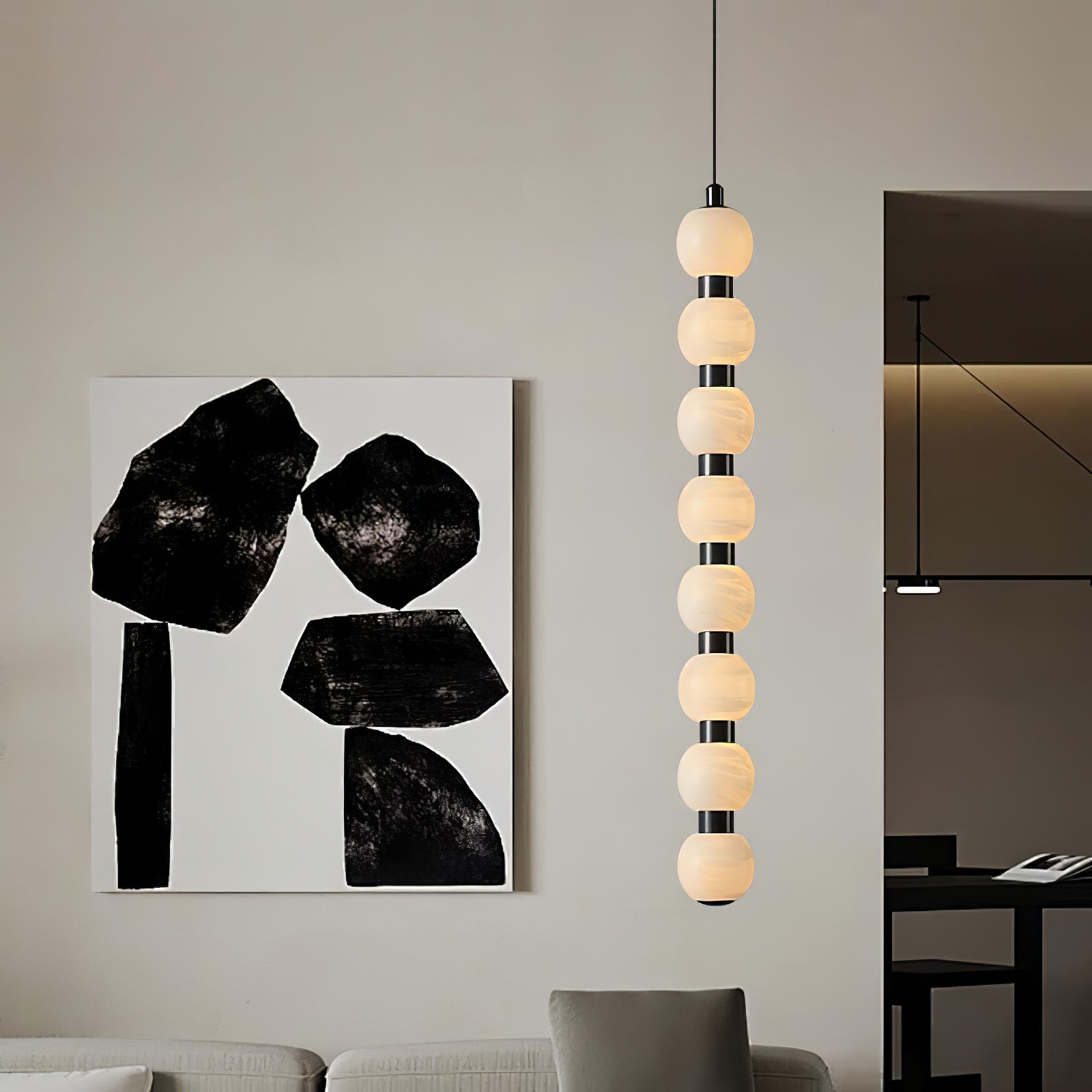 Lyra Modern Alabaster Pendant Light-Neutral Decor