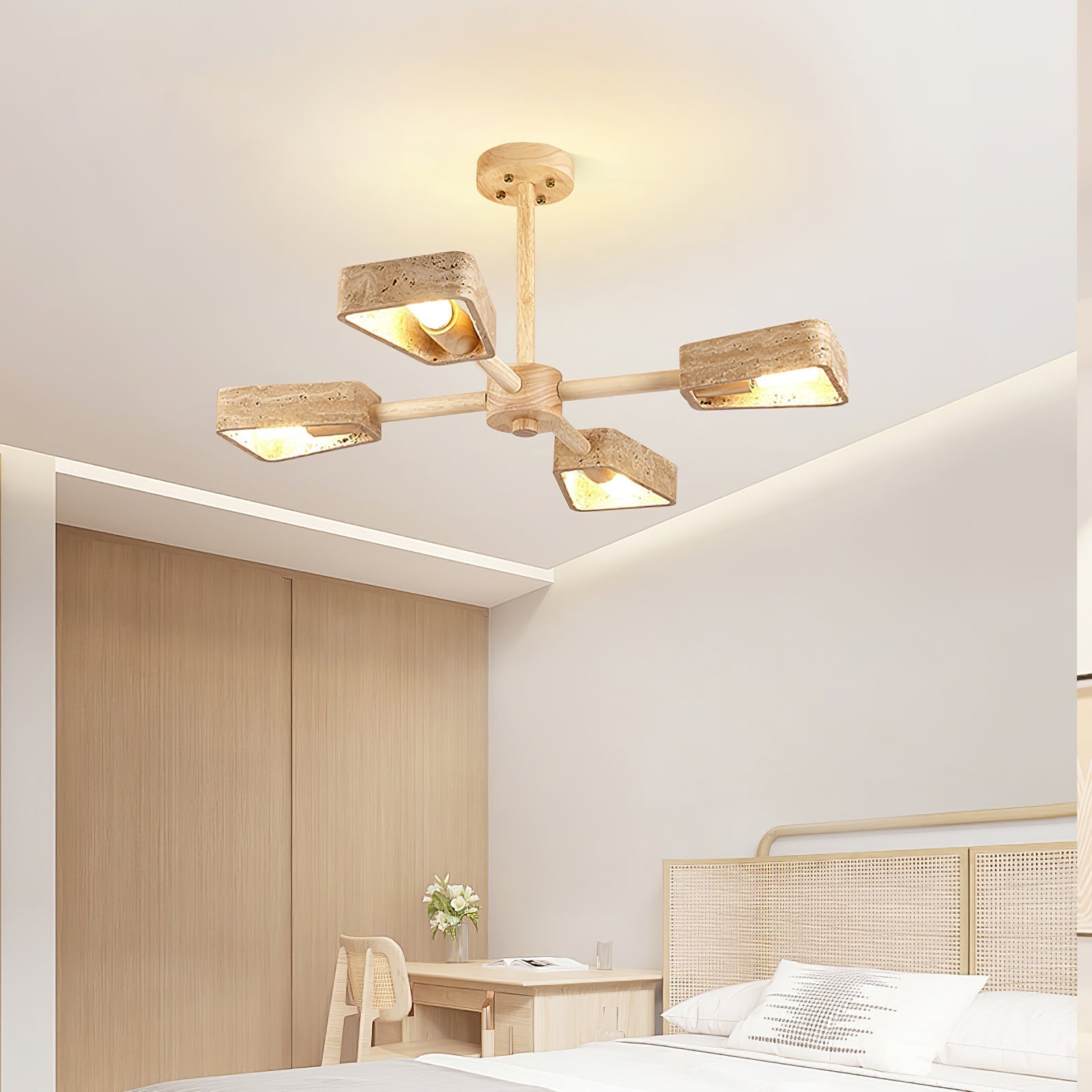 Hedra Travertone Geometric Chandelier-Neutral Decor