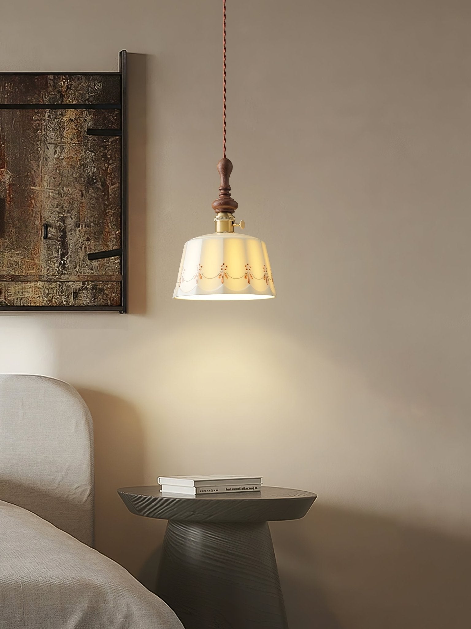 Ceraeyre Vintage Ceramic Pendant Light-Neutral Decor
