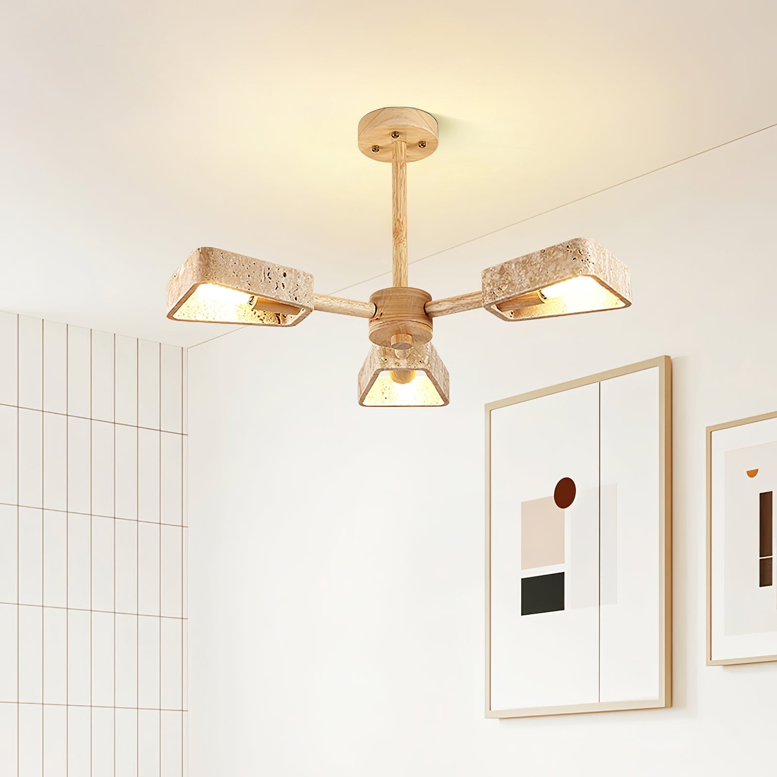 Hedra Travertone Geometric Chandelier-Neutral Decor