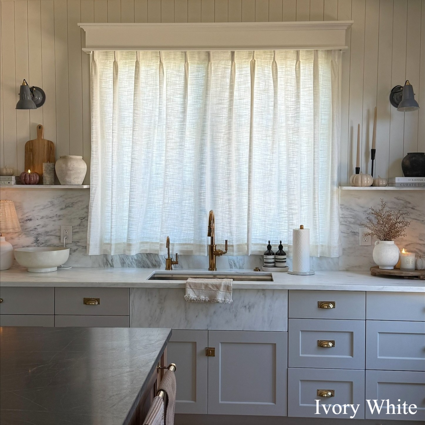 Lily Linen Cafe Curtains-Neutral Decor