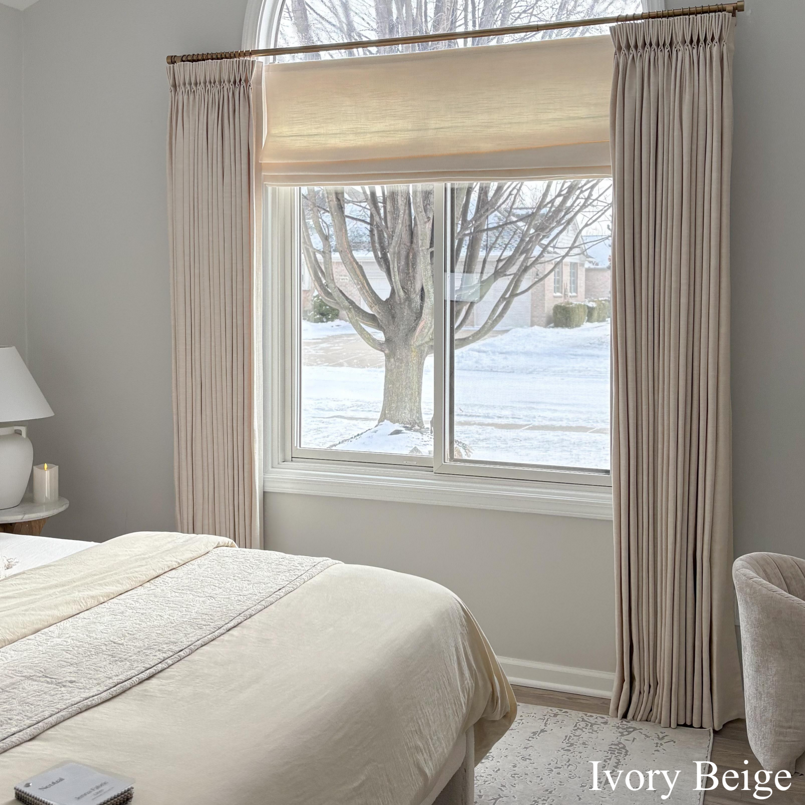 Jenna Linen Curtains & Drapes Pleated-Neutral Decor