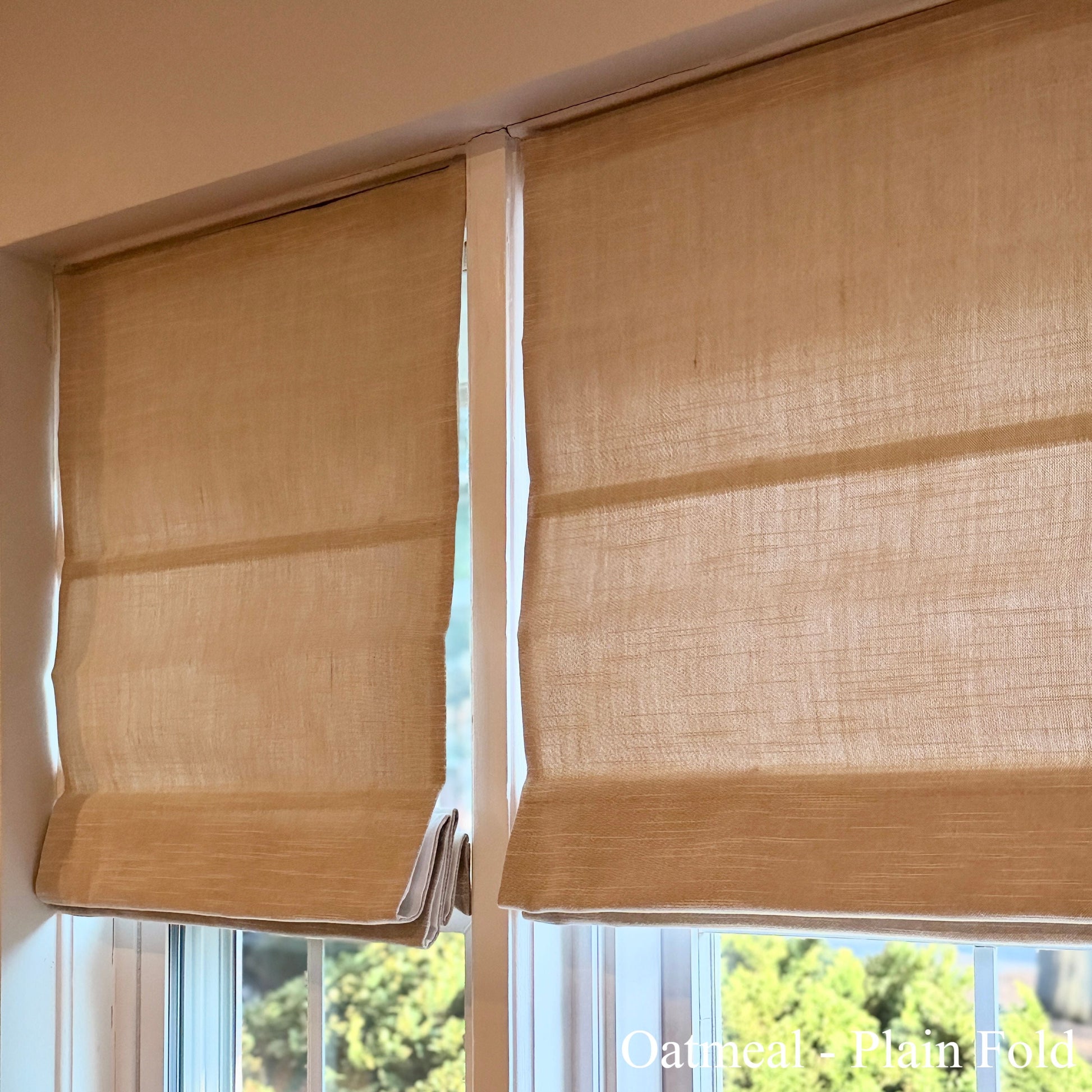 Jenna Linen Roman Shades & Blinds-Neutral Decor
