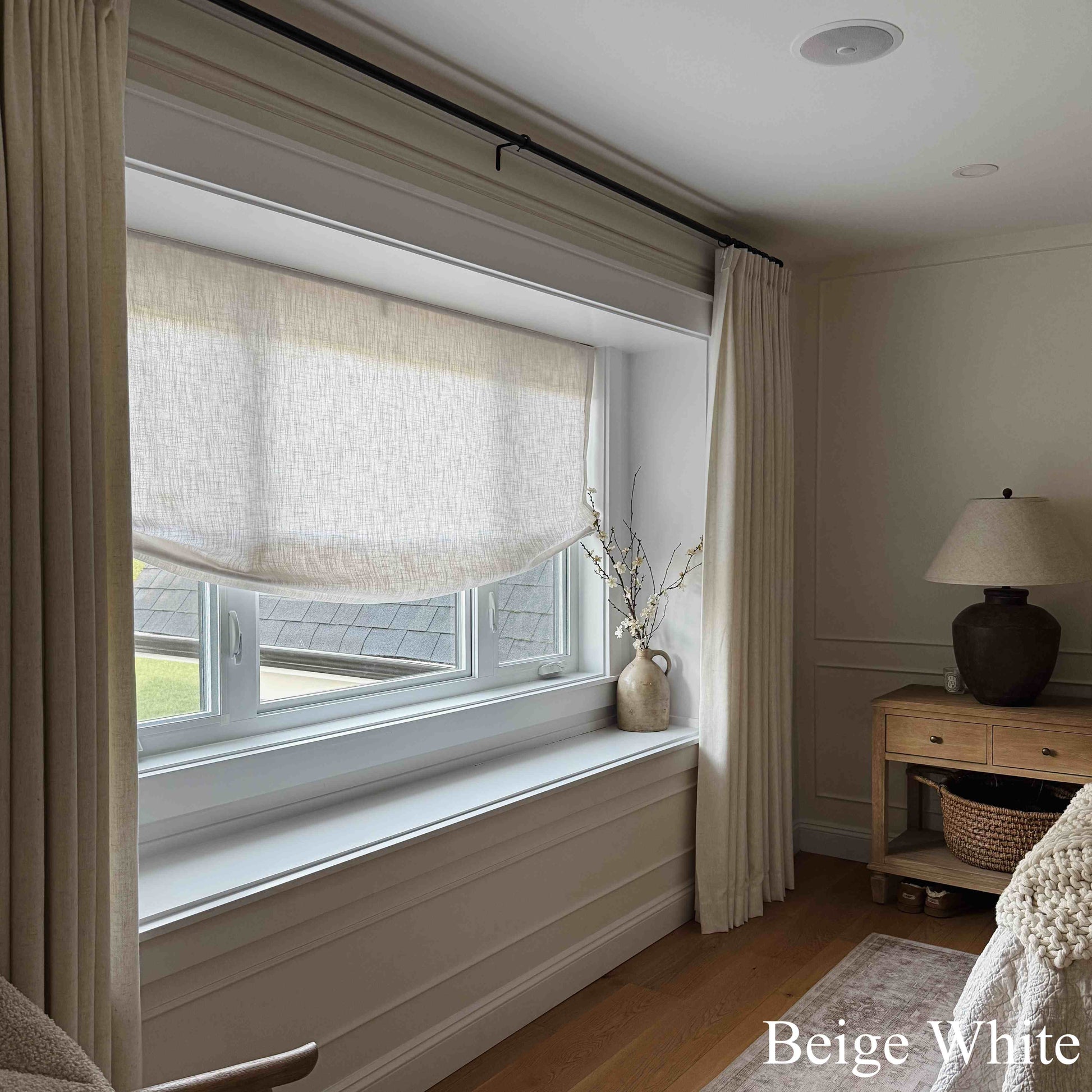 Lily Linen Roman Shades & Blinds | Relaxed-Neutral Decor