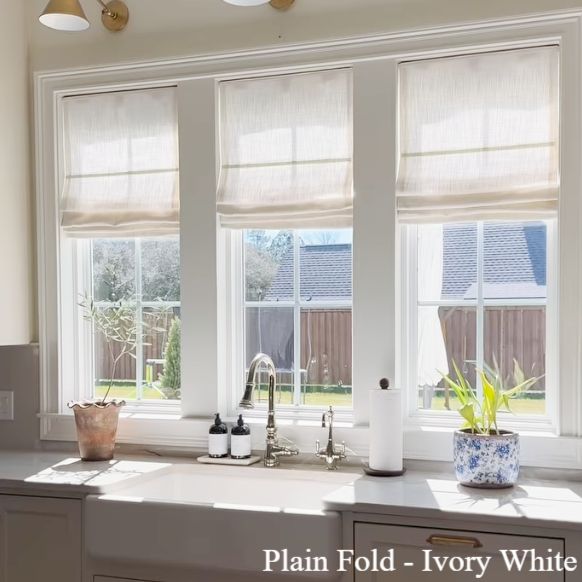 Lily Linen Roman Shades & Blinds-Neutral Decor