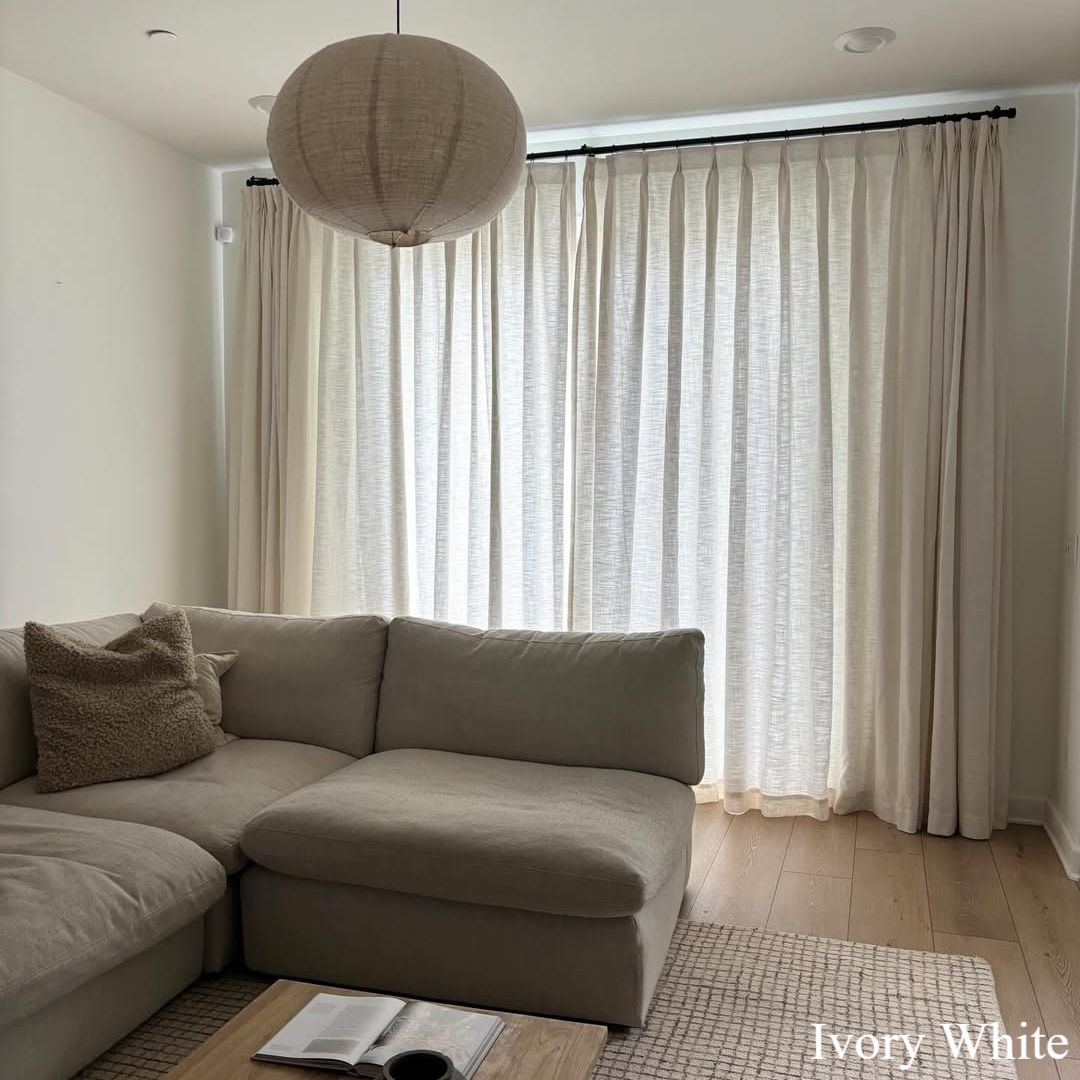 Lily Linen Curtains & Drapes Pleated-Neutral Decor