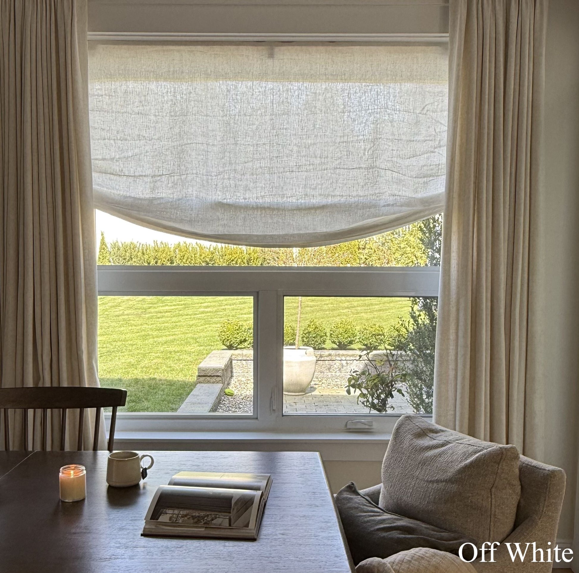 Belgian Flax Linen Roman Shades & Blinds | Relaxed-Neutral Decor