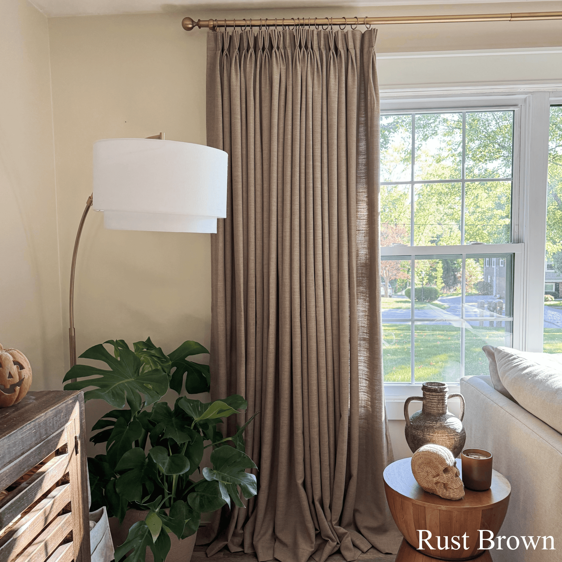 Lily Linen Curtains & Drapes Pleated-Neutral Decor