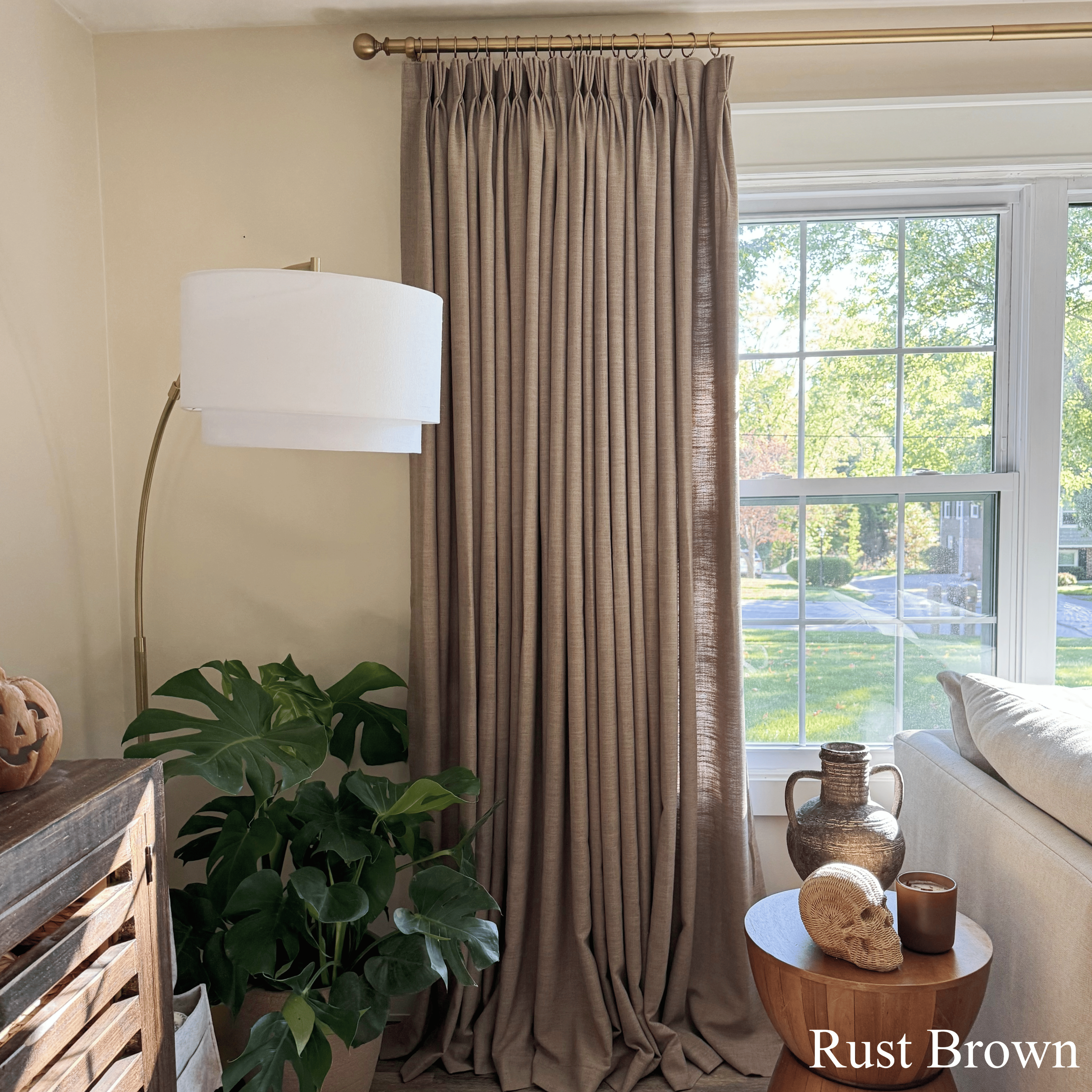 Lily Linen Curtains & Drapes Pleated-Neutral Decor