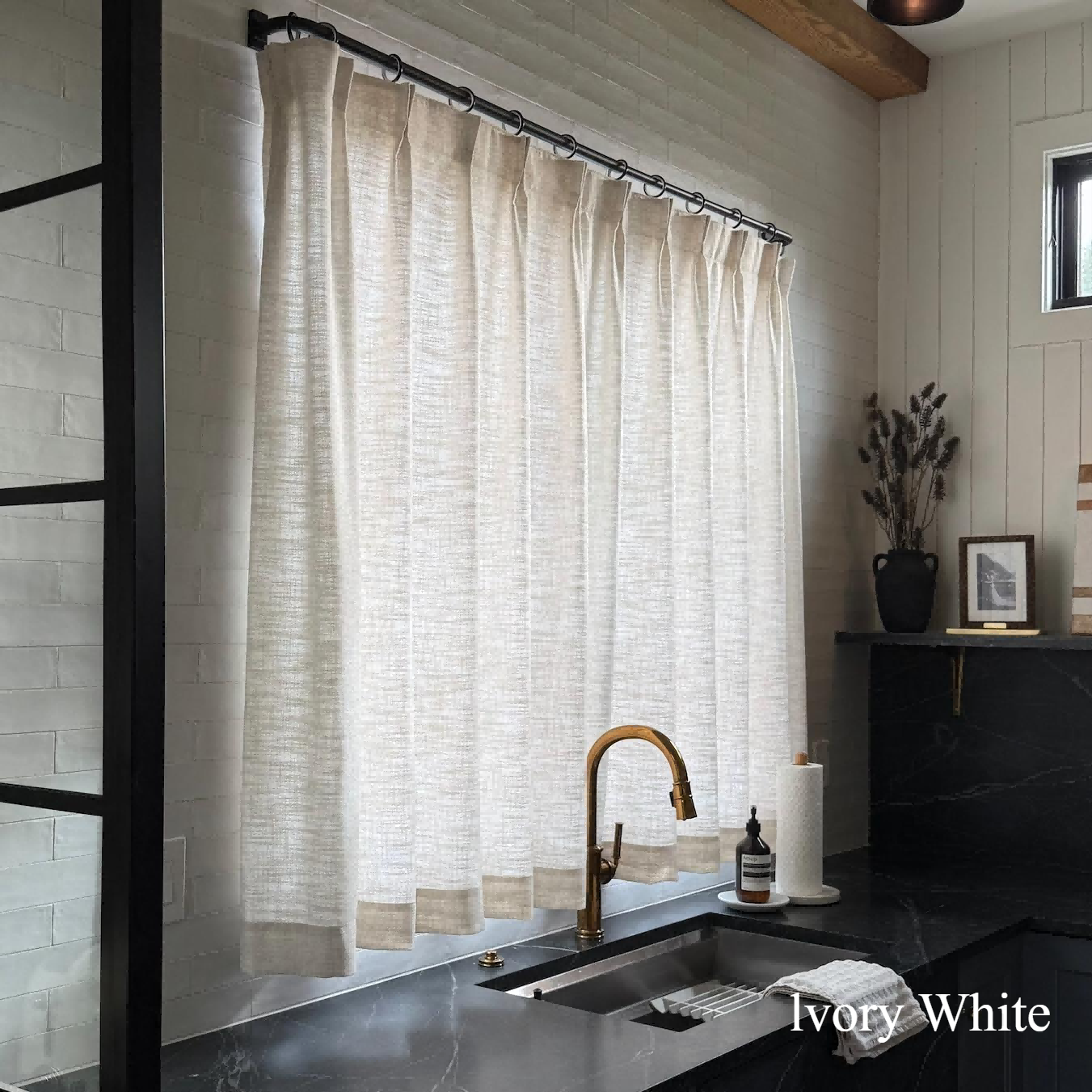 Lily Linen Cafe Curtains-Neutral Decor