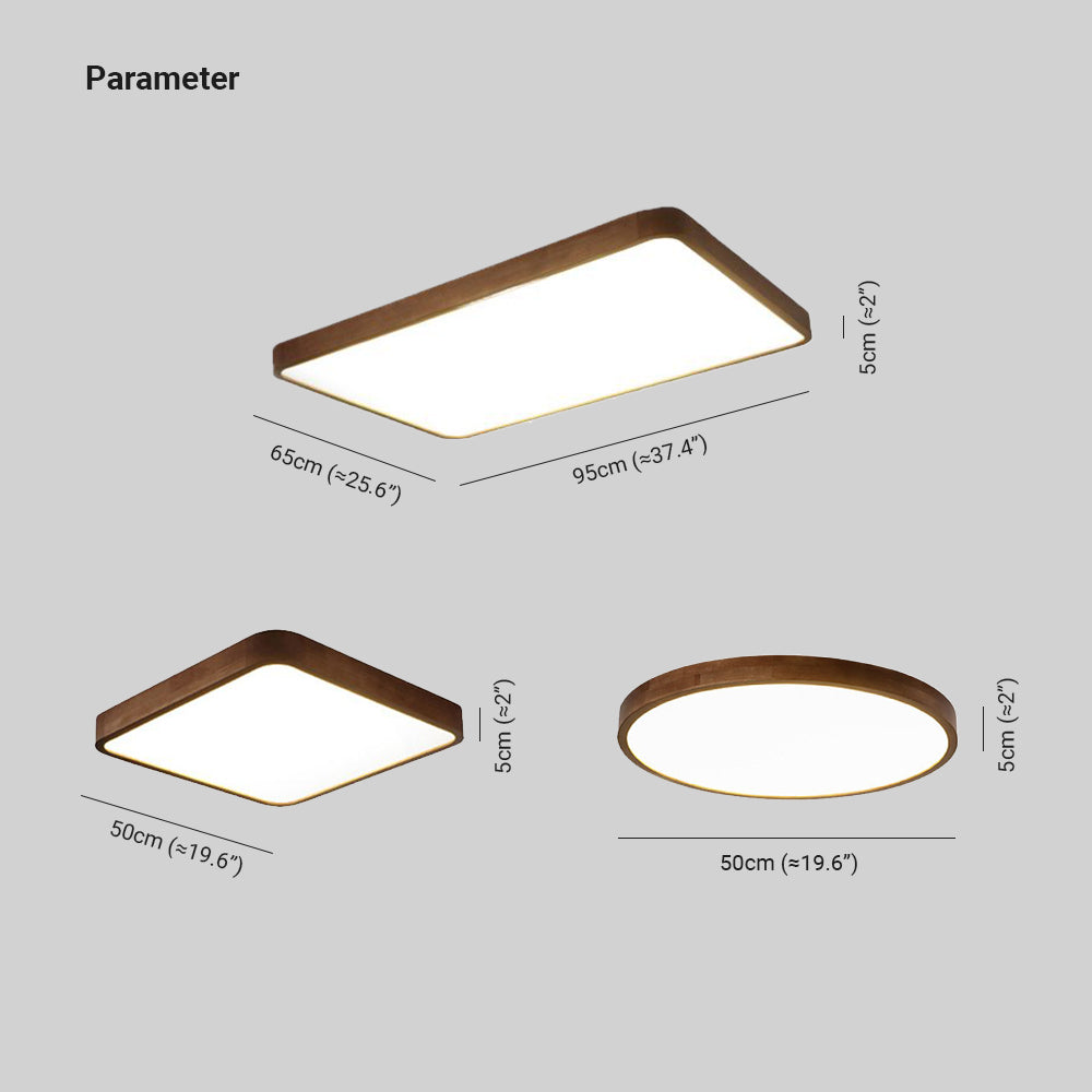 Muto Modern Geometric Walnut LED Flush Mount Ceiling Light - Neutral Decor